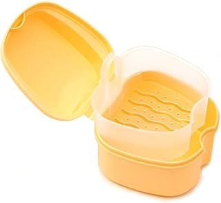 Denture Case, Denture Cup with Strainer, Coolrunner Denture Bath Box False Teeth Storage Box with Basket Net Container Holder for Travel, Retainer Cleaning