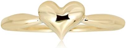AVORA 10K Yellow Gold Polished Puffed Heart Ring - Hypoallergenic Comfort Fit Ring In Sizes 6, 7, 8