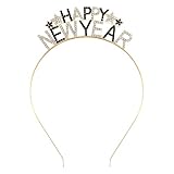 Corabsar Happy New Year Headbands for Women - Rhinestone Happy New Year Headband - News Years Eve Party Supplies 2026 - News Years Decorations 2026 (Black White)