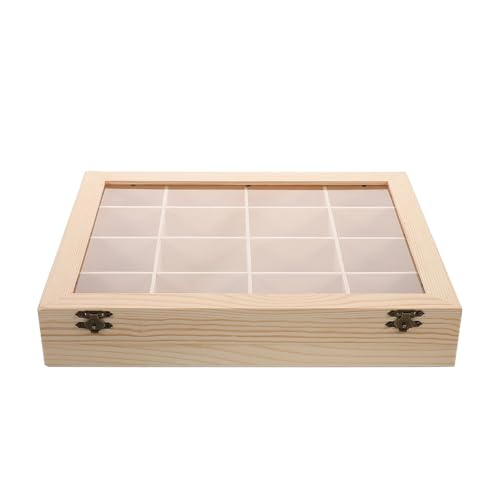 Vitrine en bois contre la poussière boîte de rangement 16 compartiments pour pierres