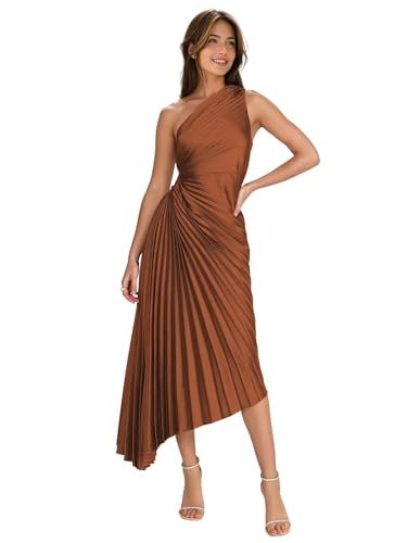 Women's One Shoulder Pleats Satin Bridesmaid Dresses 2025 Elegant