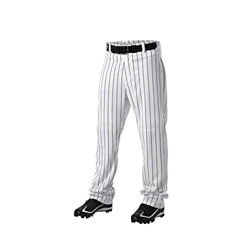 Alleson Adult Pinstripe Baseball Pant< White | Navy 3XL