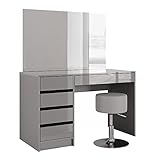 Im Lieferumfang enthalten sind jeweils der Schminktisch mit Spiegel, der Design Hocker , eine bebilderte Montageanleitung und das benötigte Montagematerial.