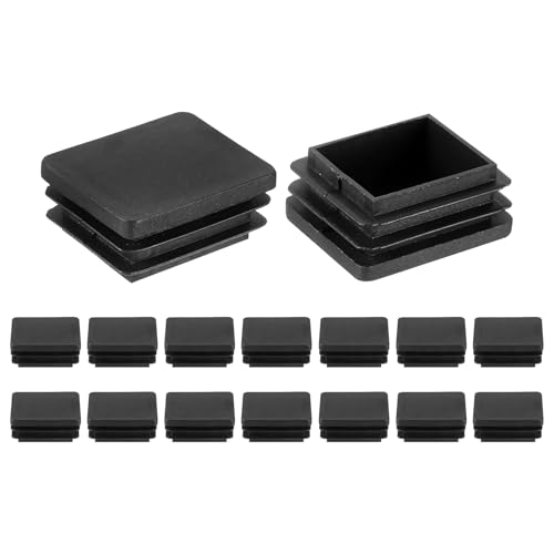 Image of uxcell 16 Pcs Rectangle Tubing End Caps 2 x 1 9 /16 Inch Plastic Hole Plugs Insert End Cap for Metal Tubing Post Chair Leg Table Bookshelves Furniture, Black