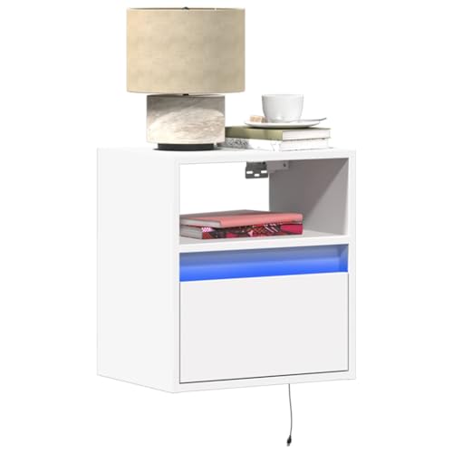 Juroupi Mesita de Noche de Pared con Luces LED mesillas de Noche mesita Flotante Dormitorio Mesa de Noche Blanco - 3307975