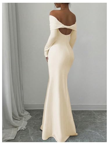 Image of SOLY HUX Women's Long Sleeve Off The Shoulder Bodycon Dress Elegant Maxi Dress Cocktail Prom Dresses