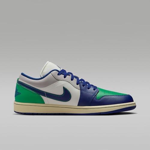Air Jordan 1 Low Men's Shoes (Sail/Stadium Green/Neutral Grey/Deep Royal Blue)3