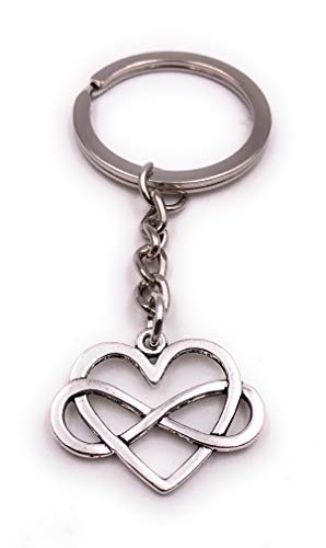 H-Customs Coeur Amour Couple Symbole Infini Signe Creux Argent Porte-clés Pendentif