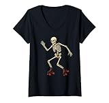 Photo Gallery donna roller skeleton skeleton roller pattinaggio halloween maglietta con collo a v Photo Gallery donna roller skeleton skeleton roller pattinaggio halloween maglietta con collo a v