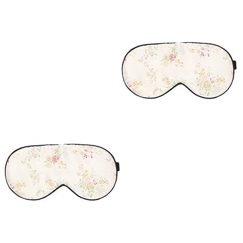 HOMOCONO 2個 花柄のアイカバー 寝るための目隠し ナイトアイカバー 眠る女性のためのアイマスク アイシェードカバー サテンアイカバー ベージュのアイマスク シルクアイカバー Beige