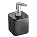 mDesign Compact Square Metal Refillable Liquid Soap Dispenser Pump Bottle for Bathroom Vanity Countertop, Kitchen Sink - Holds Hand Soap, Dish Soap, Hand Sanitizer, Essential Oil - Black/Brushed