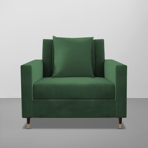 Image of Casaliving Garcia 1 Seater Sofa Set for Living Room (Green Colour) Premium Fabric Sofa