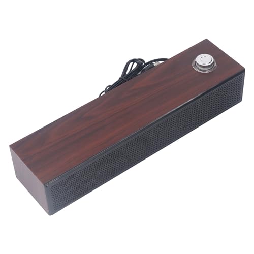 Topiky Wooden Computer Speakers, Wired Bar Stereo Speaker with Volume Adjustment Knob, 3.5mm AUX Connection, for PC Tablets Desktop Laptop MP3