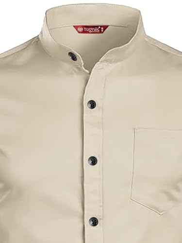 Image of Men's Slim Fit Beige Color Cotton Blend Casual Shirt