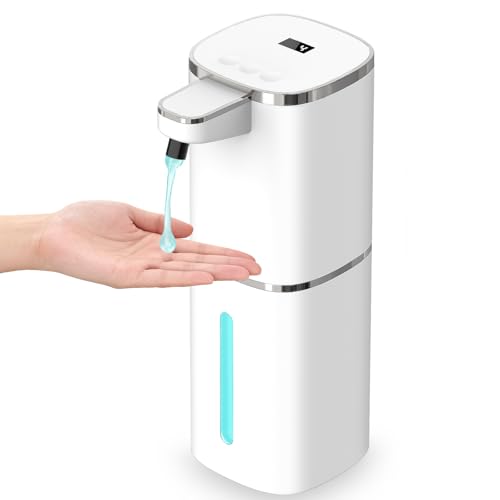 Automatic Liquid Soap Dispenser Touchless Dish Hand Soap Dispenser 400ml Rechargeable Dispenser Electric Wall Mounted 9 Levels Adjustable, IPX5 Waterproof, Digital Display for Bathroom Kitchen