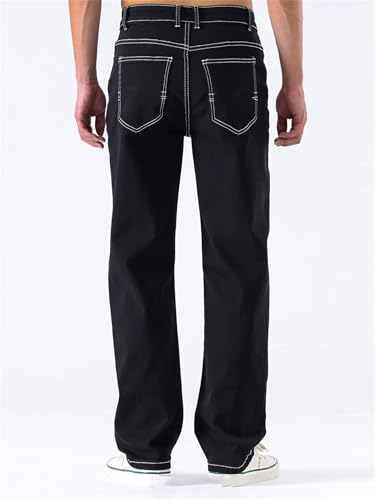 Men's Vintage Fit Washed Jeans Casual High Waist with Ripped Jeans with Pockets3