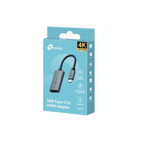 Image of TP-Link UA520C USB Type-C to HDMI Adapter, 4K@60Hz Ultra HD Output, DP Alt Mode, Braided 100mm Cable, Aluminum Alloy Build, Plug & Play, Compact Design, Ideal for Laptops, Tablets, Smartphones