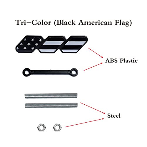 Image of Tri-Color Grille Badge Emblem Decoration Accessories Car Truck Label Compatible for Tacoma 4Runner Tundra Sequoia Rav4 Highlander (Black Flag)