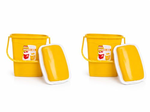 Image of ARISTO Plastic Swing Lid Garbage Dustbin 16 LTR Combo (Yellow & Yellow)