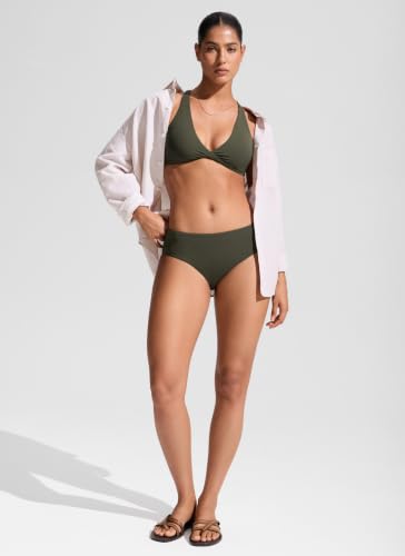 Image of CRZ YOGA Mid Waisted Bikini Bottoms | Mid Cut Leg, Medium Bum Coverage, Full Lining, Swim, Bathing Suit Briefs for Women