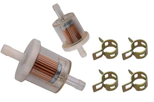 YOOU-LIJIA 691035, 493629 Universal 40 Micron 1/4 Inline Fuel Filter Kit fits for Briggs and Stratton Kawasaki 49019-7001 7-07061 Kohler 2505007S 2505021S husqvarna Lawnmower Parts (Set of 2)