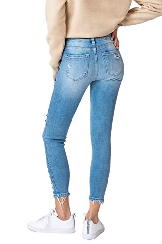 Kancan Jeans Women's Five Pocket High Waist Distressed Denim Jean - KC83734