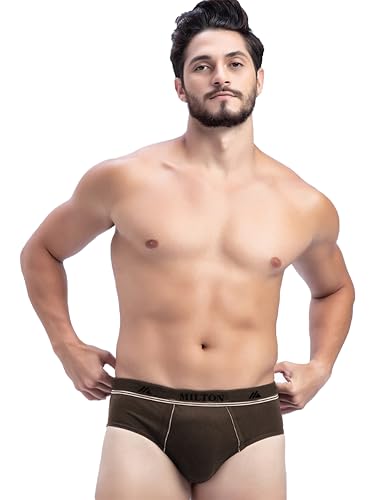 Image of Milton Mens Cotton Solid Outer Elastic Brief | Premium Soft Cotton Underwear | Breathable & Skin-Friendly Briefs with Comfort Fit Waistband | Pack of 1, Color May Vary as per Availability