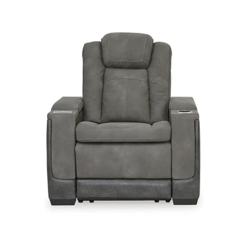 Sillón reclinable moderno gris con control USB miniatura 4
