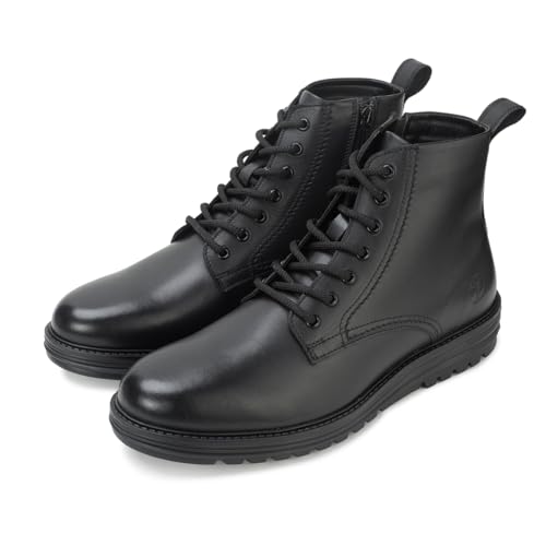 Image of Thomas Crick Genuine Leather Men's Lace-Up Boots with Zipper | Stylish Ankle Boots with Cushioned Insole, Flexible Wedge Sole & Breathable Lining