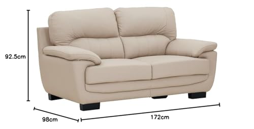 Image of Royaloak Milan Italian Half Leather 2 Seater Sofa | Genuine Body Touch Leather | High Backrest | Large Seating Space | Classic Tufting Design | Padded Armrests | Sturdy Solid Wood Frame