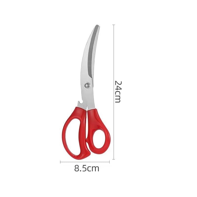 Frabakas Multi-Purpose Kitchen Shears Stainless Steel Scissors For Chicken Vegetables Herbs Barbeque Steak Cutting 9.5 Inch (Red)