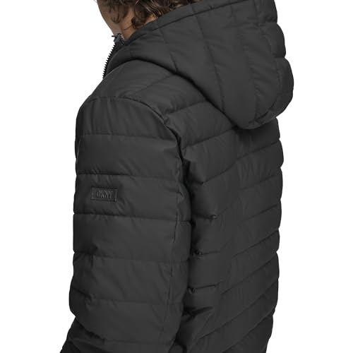 Image of DKNY Men's Quilted Performance Hooded Bomber Jacket