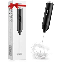 Batidor Manual Electrico Bonsenkitchen Espumador de Leche, Espumador Leche Electrico con Batidor de Acero Inoxidable, Batidor de Leche Espuma Electrico para Café, Lattes, Capuchino, Matcha, Funciona con Pilas