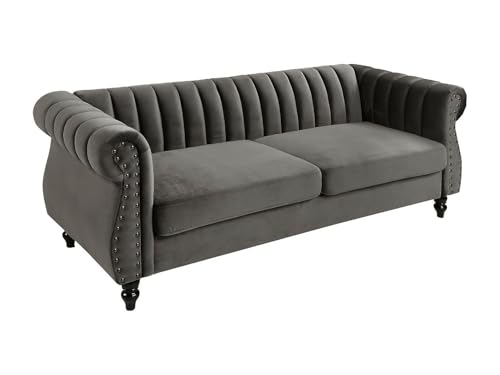 Vente-unique Chesterfield Trumbo - Sof√° de 3 plazas de Terciopelo con Efecto Espejo
