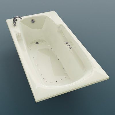 3672EAL Anguilla 72" x 23" Rectangular Air Tub Drain Location: Left, Finish: Biscuit, Trim Finish: Polished Chrome