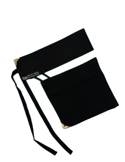 Be Quran Cover Bag with Tie Closure, Black Velvet with Gold Corners 5X12-picture-20