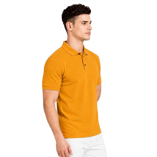 Image of Men's Plain Polo T-Shirt | Cotton Blend Regular Fit Casual Collar T-Shirt