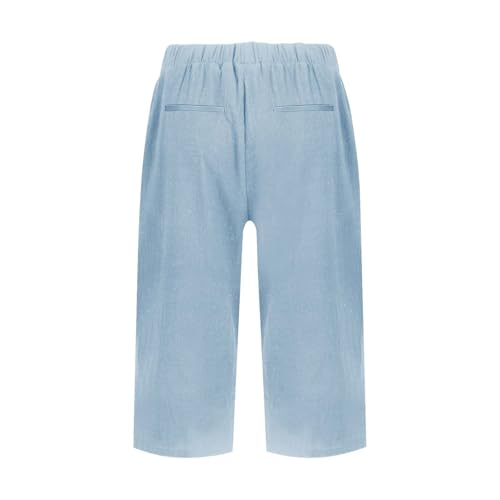 Linen Capri Pants for Women Casual Summer High Waisted Bermuda Shorts Knee Length Pedal Pushers with Pockets4