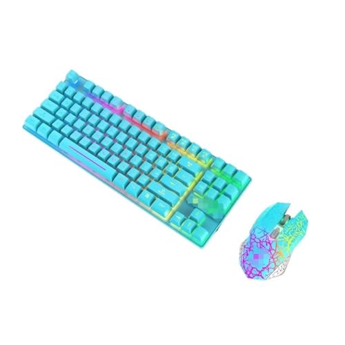 GAOJUNAN Combo de Teclado y Ratón Juego De Teclado Y Ratón Carga Inalámbrica Inalámbricos Luminosos Kit de Teclado y Mouse(Blue)