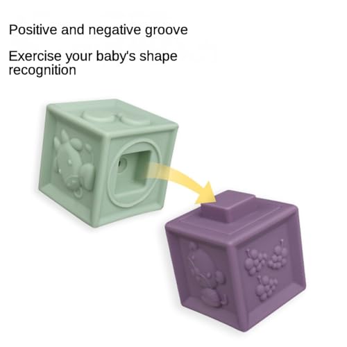 Image of Baby Building Blocks 12Pcs Soft Building Blocks Toy Set, Silicone Bath Toys Chewable, Educational Squeeze Play Toys for Babies Over Six Months Old