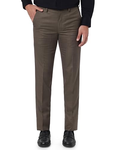 Image of Van Heusen Men's Fashion Formal Mid Rise Slim Fit Premium Formal Trousers | Superior Comfort | Auto-Flex Waist Band | Soft Touch