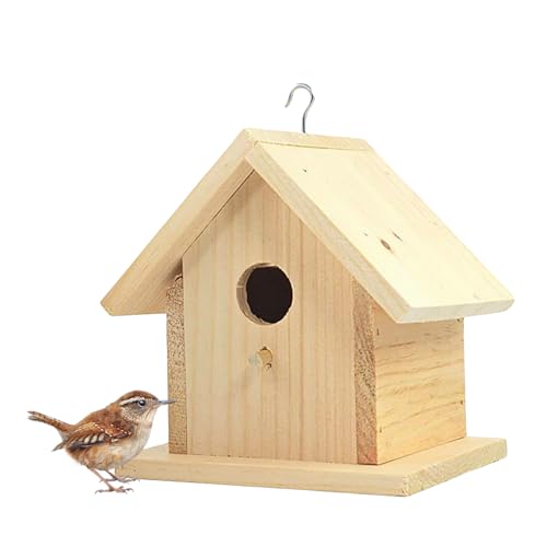 Birdhouse for Painting, Handmade Wooden Nesting Boxes, Wren Cardinal Chickadee Houses for Outside, pre Assembled Hanging Bird House for Garden and Patio Decorative, Size 6.5' x 5.5' x 5.5'