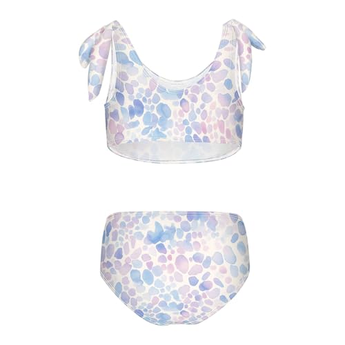 Aesthetic Unique Beauty Leopard Purple Blue Girls' Two Piece Kids Bikini Set Scoop Neck Swimsuits Swimwear Adjustable2