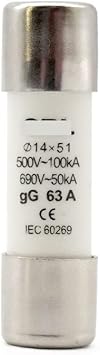 Fuse 10pcs RO16 AC 500V Fast Blow Ceramic Fuse Link RT18-63 14X51 gG Cutout 2A 4A 6A 8A 10A 16A 20A 25A 32A 63A20A