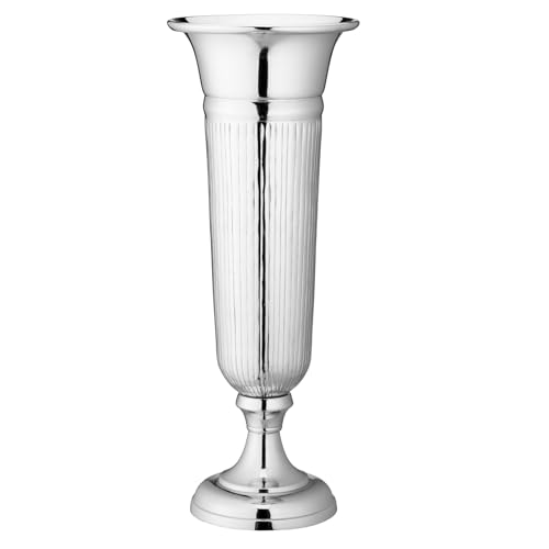 XL Bodenvase Aluminium 64 cm Hoch Silber Metall Deko Amphore Groß Vase Alu...