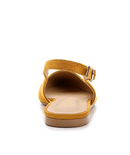 ComeShun Womens Shoes Yellow Comfort Classic Flat Sandals Dress Slingback Pump Suede Size 5