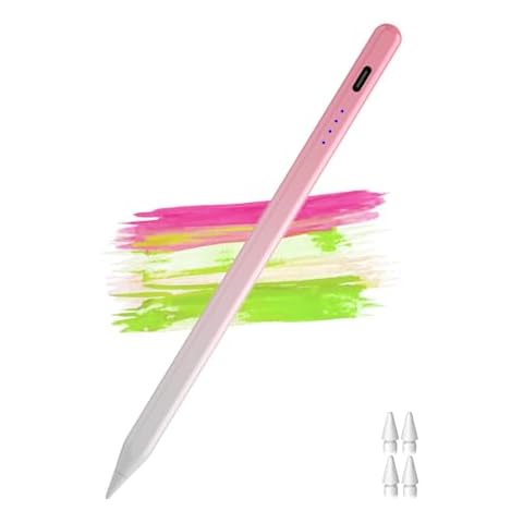 iPad Pencil 2nd generation with Magnetic,Palm Rejection and Tilt Sensitivity (2018-2024), Type-C Charging Stylus Pen for iPad 6/7/8/9/10th, iPad Air 3/4/5th, iPad Mini 5/6th, iPad Pro 11"/12.9" (Pink) Cover