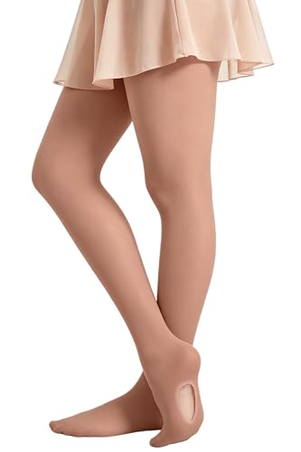 DUCMODA Collant convertibili da danza per ragazze, collant per danza 1 Balletto Rosa 104-116