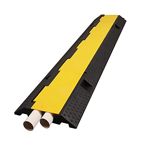 AAKK Boden Kabelbrücke, 2 Kanal Boden Kabelabdeckung, Überfahrschutz Kabelkanal Modularer Kabel-Überfahrschutz, Für Parkplätze, Lagerhäuser(Size:1000x250x50MM,Color:Schwarz Gelb)