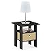 Furinno ANDREY Side Table, End Table, Night Stand with Open Shelves and Storage Bin, Bedside Table, for Living Room, Bedroom, Espresso